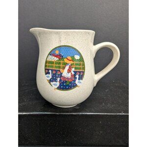 Market Square Plain & Fancy Stoneware 8 Oz Cream Jug Goose Girl w/Basket